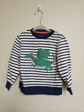 Baby Boden Toddler Boy Dragon Striped Crewneck Sweater 2-3 Years